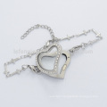 2015 Heart chain bracelet,popular silver stainless steel 316l charms bracelet for girl